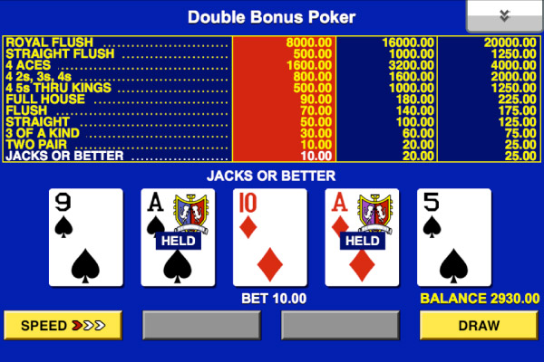 free double double bonus poker game king